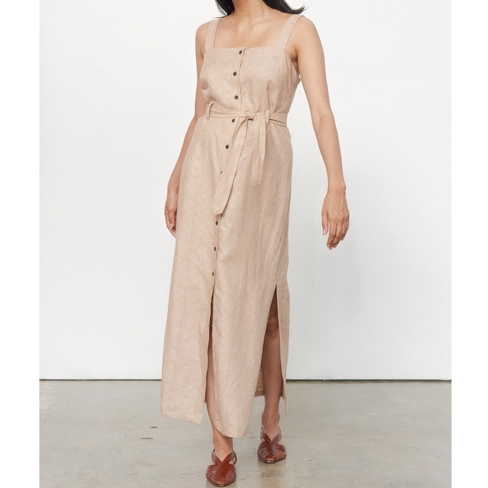 Nwt Mara Hoffman Maxi Linen Tie-Front Serena Dress